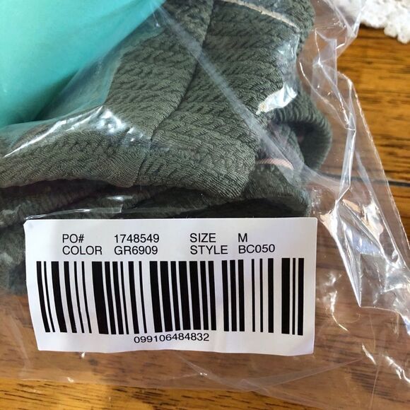 NWT J Crew Textured Curved Waist Cheeky Bikini Bottom Safari Green Size M - Picture 8 of 8